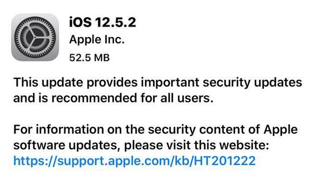 锦州苹果手机维修分享iOS12.5.2发布，建议所有老苹果用户安装 